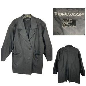 Vintage Y2K Savannah Plus Sz 0X Leather Dolman Sleeve Blazer Jacket Coat